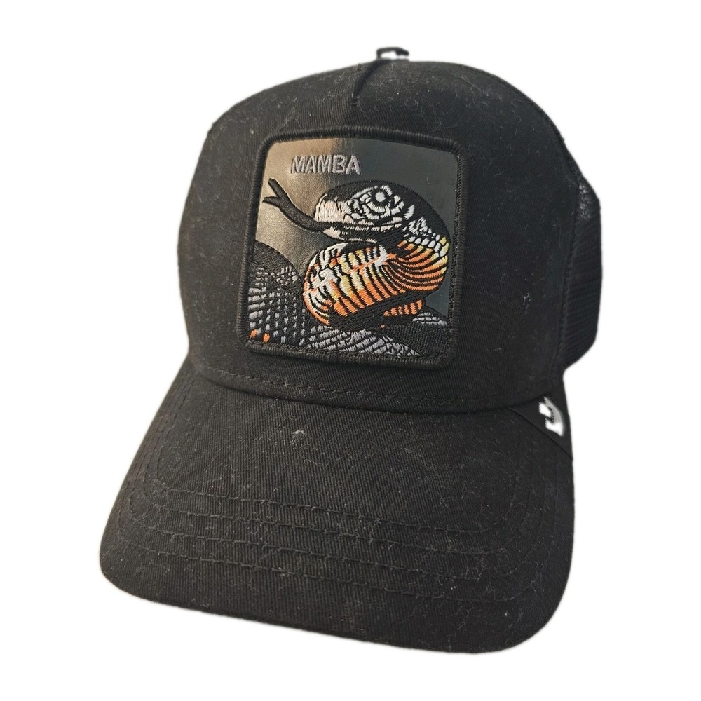 Goorin Bros The Farm Mamba Trucker Hat Black Snake Patch Snap-back 101-1024-YA